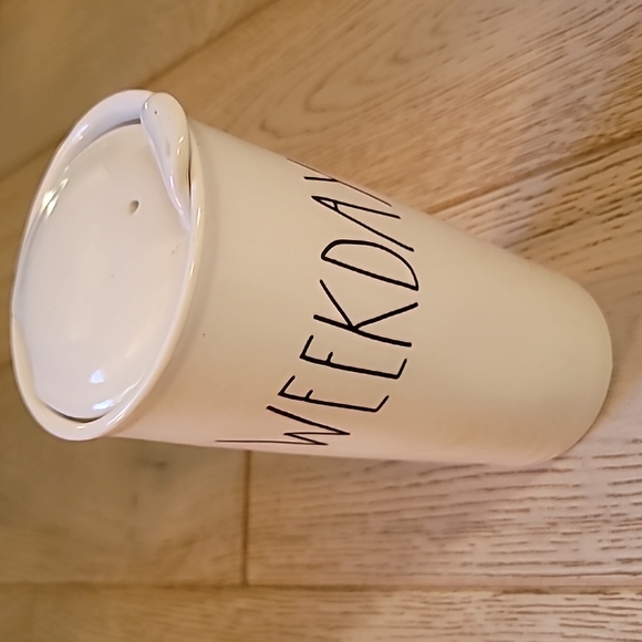 ☕️Rae Dunn WEEKDAY tall ceramic travel mug with lid - Picture 1 of 7